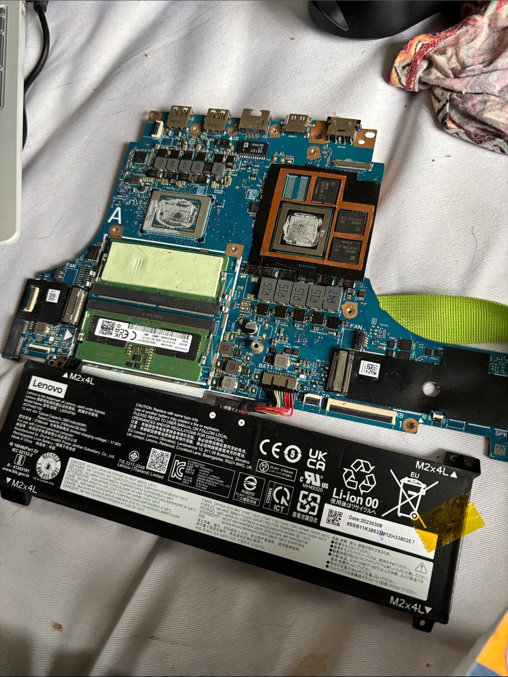Lenovo Blue Circuit Laptop Motherboard with Battery Connector